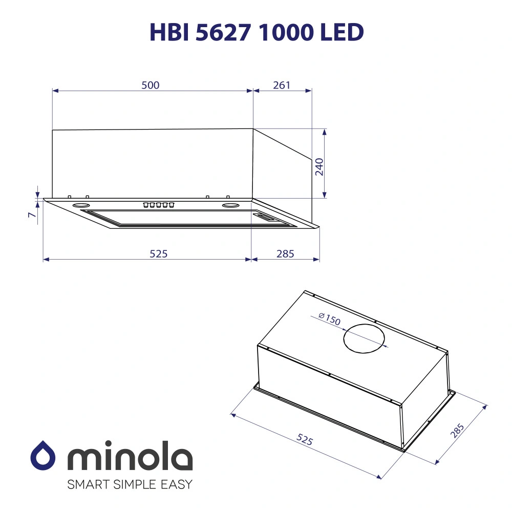 Вытяжка полновстраиваемая Minola HBI 5627 GR 1000 LED original9 Вытяжка полновстраиваемая Minola HBI 5627 GR 1000 LED original9