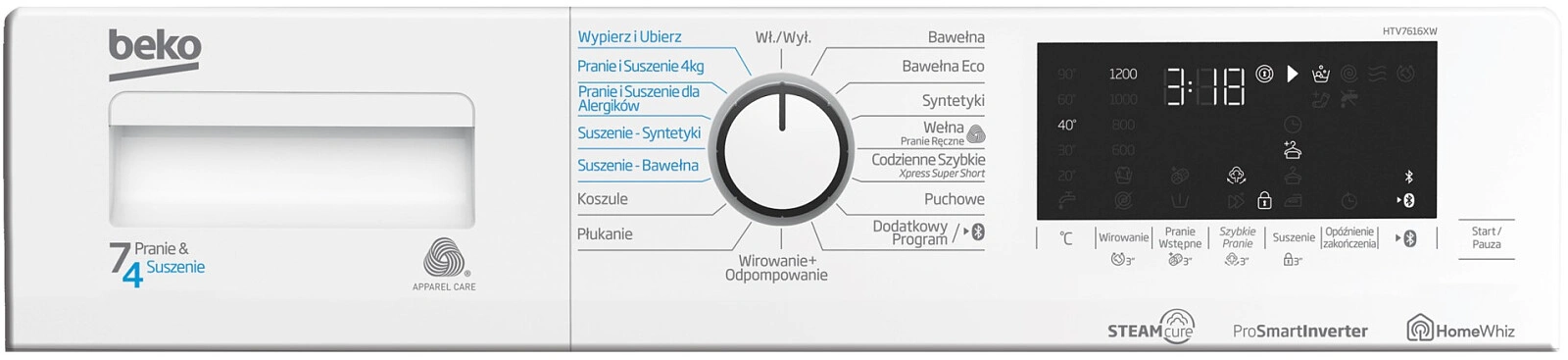 Стирально-сушильная машина Beko HTV7616XW original5 Стирально-сушильная машина Beko HTV7616XW original5