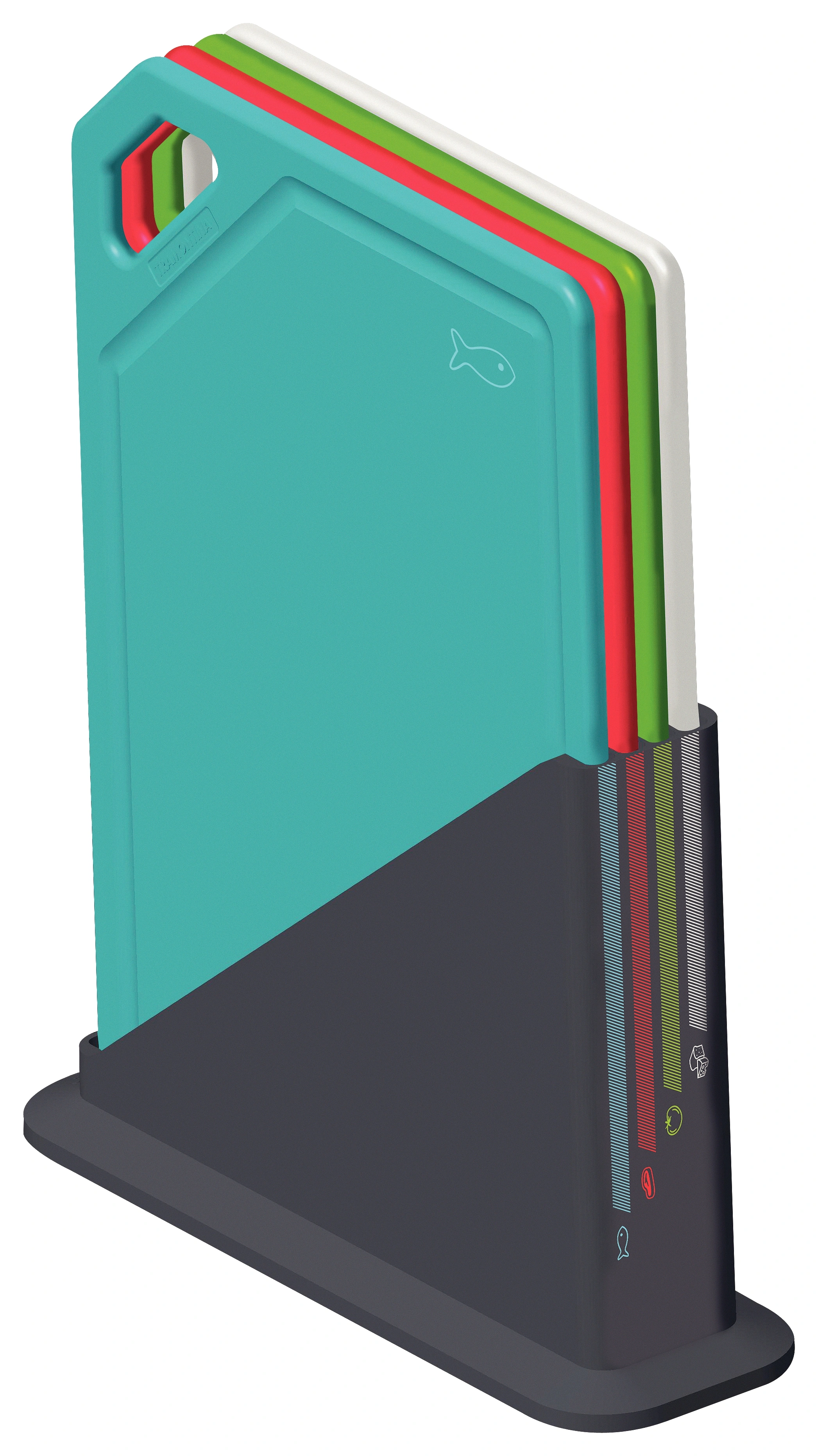 Доска отделочная TRAMONTINA MIXCOLOR набор разделочных досок с держателем, 5шт (25099/940) Доска отделочная TRAMONTINA MIXCOLOR набор разделочных досок с держателем, 5шт (25099/940)