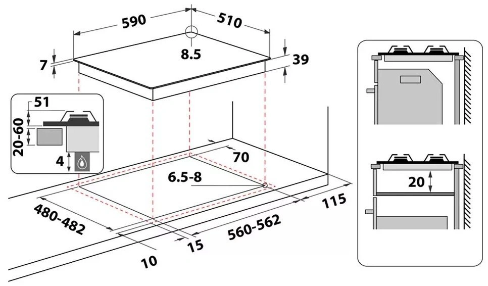 Газовая варочная поверхность Whirlpool GMWL 628/IXL EE original6 Газовая варочная поверхность Whirlpool GMWL 628/IXL EE original6