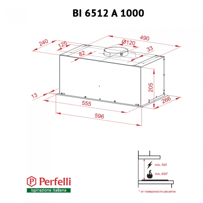 Вытяжка полновстраиваемая Perfelli BI 6512 A 1000 W LED original2 Вытяжка полновстраиваемая Perfelli BI 6512 A 1000 W LED original2