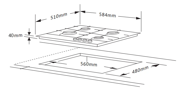 Варочная поверхность газовая Interline VGS 463 FGK BA original10 Варочная поверхность газовая Interline VGS 463 FGK BA original10