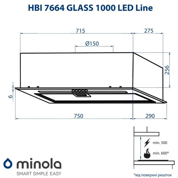 Вытяжка полновстраиваемая Minola HBI 7664 WH GLASS 1000 LED Line original10 Вытяжка полновстраиваемая Minola HBI 7664 WH GLASS 1000 LED Line original10