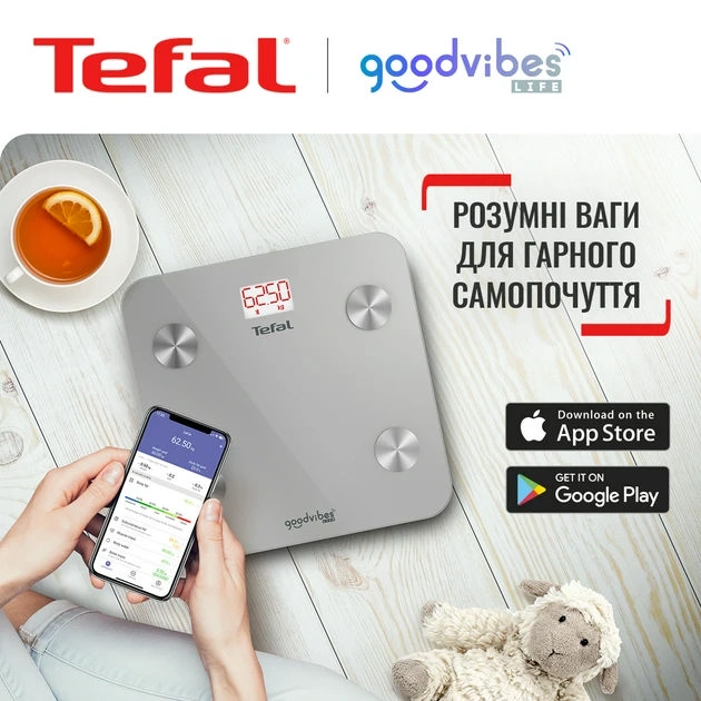 Весы напольные Smart Tefal GOODVIBES LIFE + BM9600S1 (BM9600S1) original4 Весы напольные Smart Tefal GOODVIBES LIFE + BM9600S1 (BM9600S1) original4