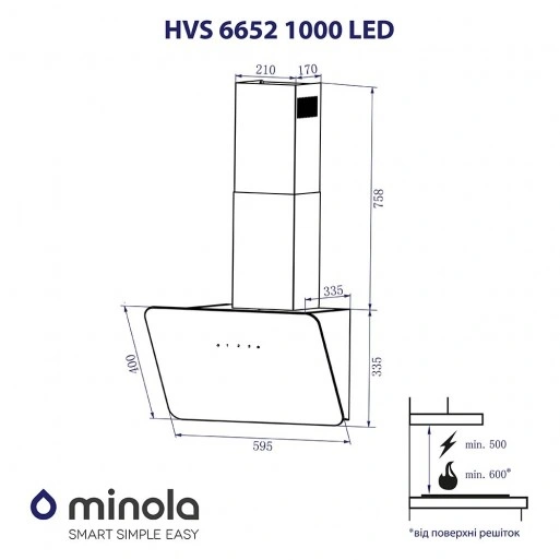 Вытяжка Minola HVS 6652 BL 1000 LED original6 Вытяжка Minola HVS 6652 BL 1000 LED original6
