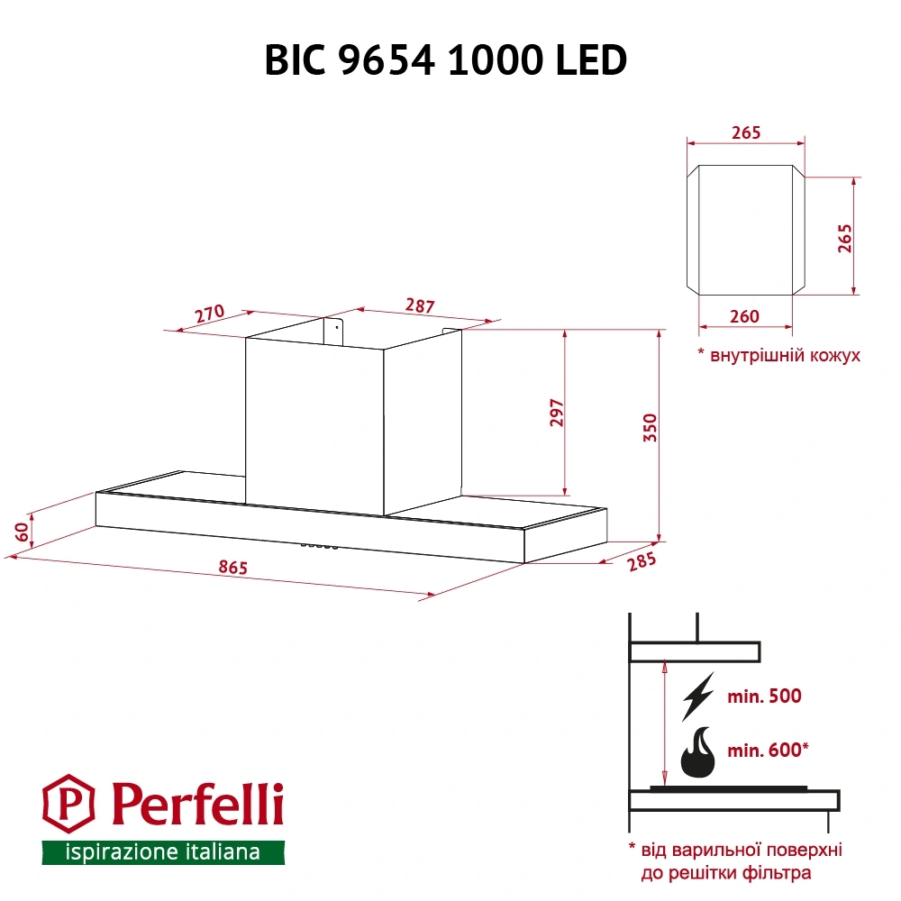 Вытяжка полновстраиваемая Perfelli BIC 9654 I 1000 LED original9 Вытяжка полновстраиваемая Perfelli BIC 9654 I 1000 LED original9