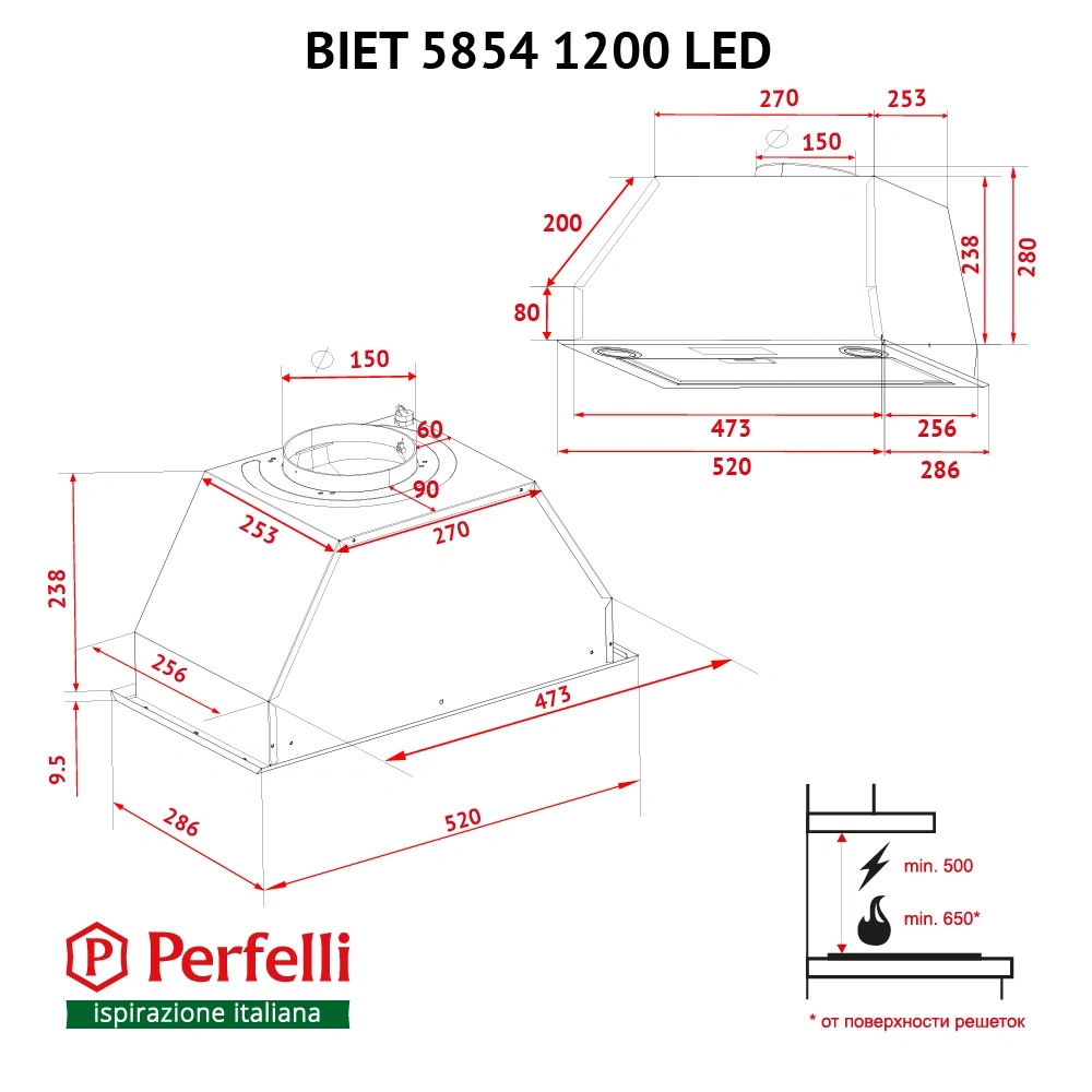 Вытяжка полновстраиваемая Perfelli BIET 5854 WH 1200 LED original11 Вытяжка полновстраиваемая Perfelli BIET 5854 WH 1200 LED original11