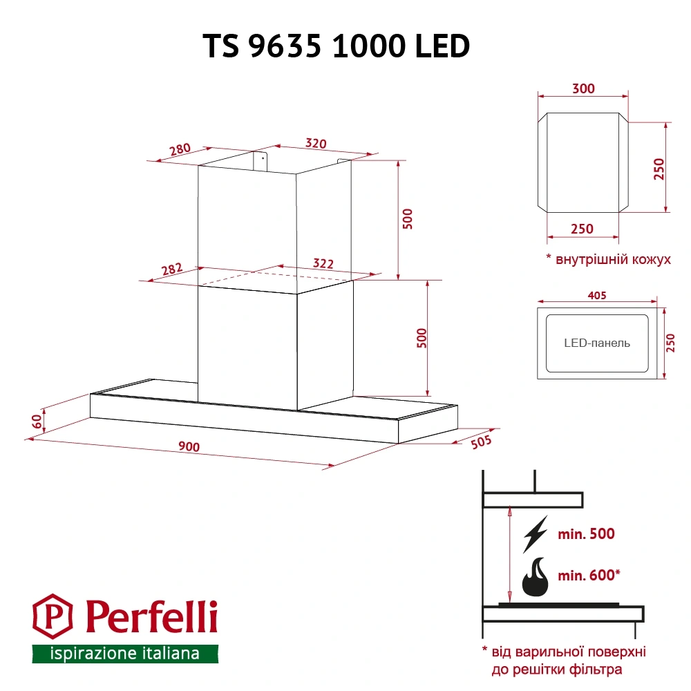 Вытяжка Perfelli TS 9635 I/WH 1000 LED original11 Вытяжка Perfelli TS 9635 I/WH 1000 LED original11