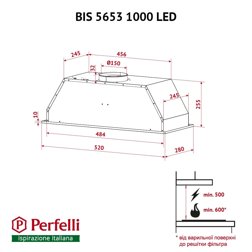 Вытяжка полновстраиваемая Perfelli BIS 5653 I 1000 LED original11 Вытяжка полновстраиваемая Perfelli BIS 5653 I 1000 LED original11