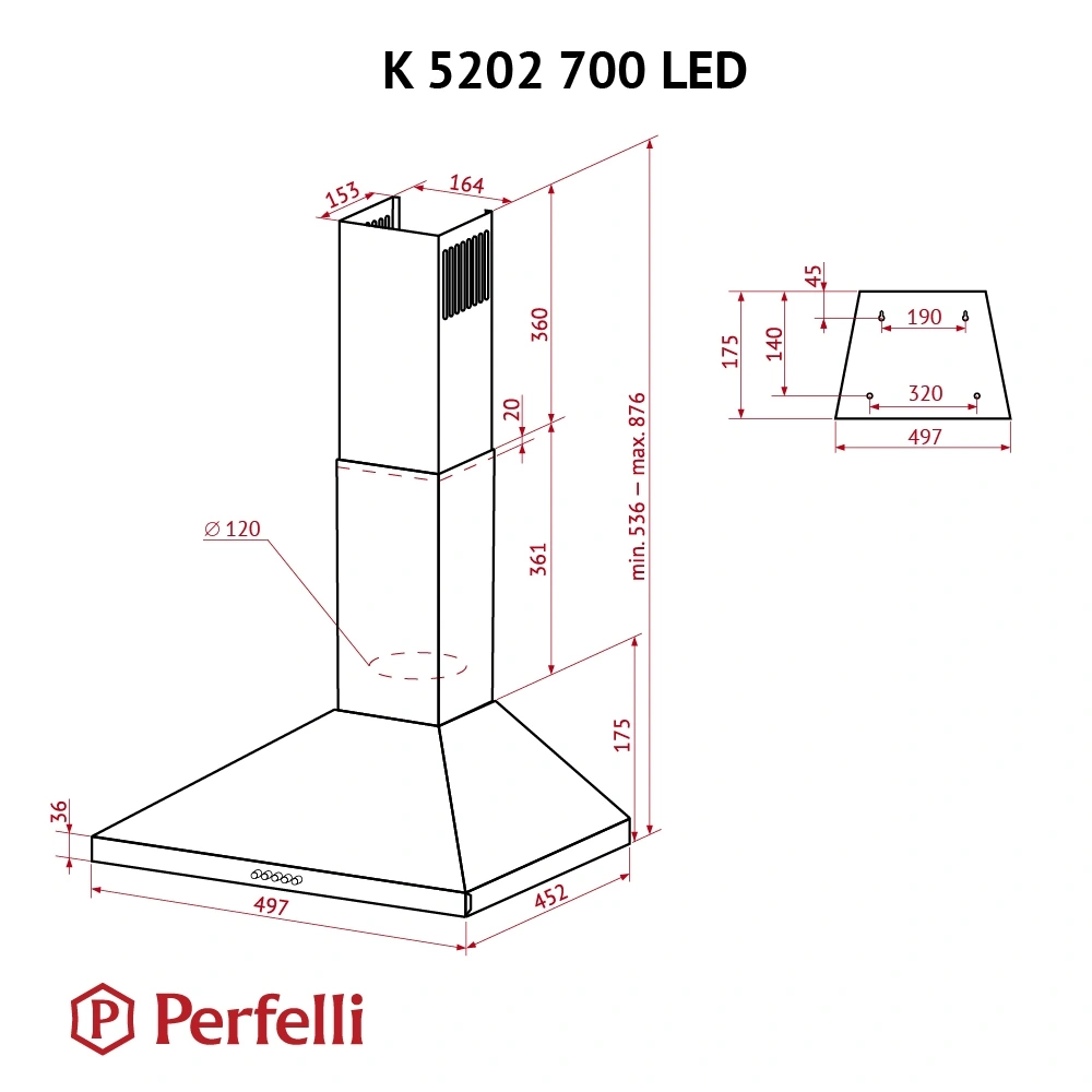 Вытяжка Perfelli K 5202 BL 700 LED original10 Вытяжка Perfelli K 5202 BL 700 LED original10