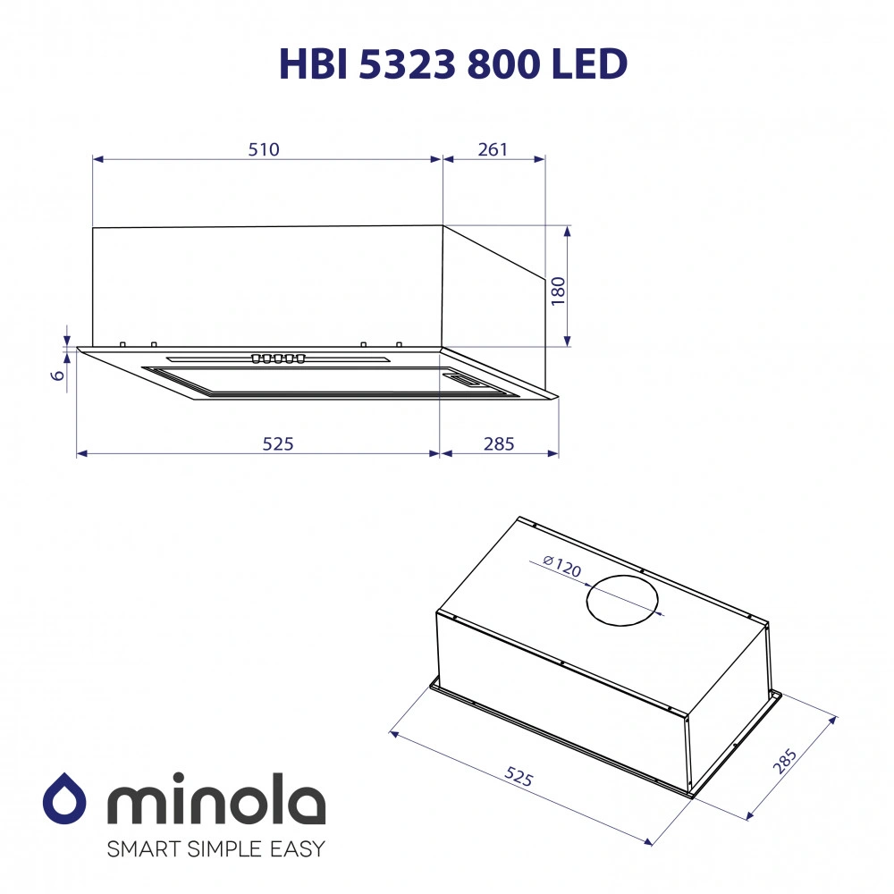 Вытяжка полновстраиваемая Minola HBI 5323 I 800 LED original9 Вытяжка полновстраиваемая Minola HBI 5323 I 800 LED original9