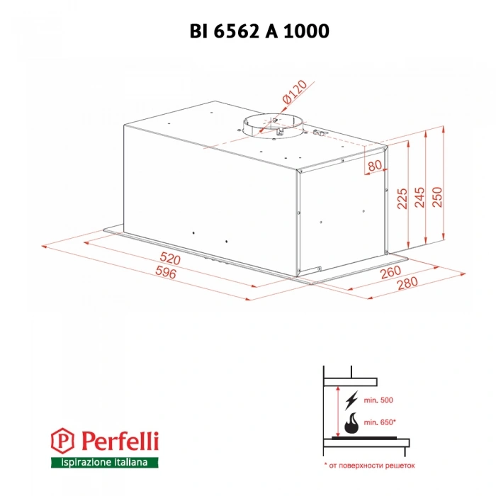 Вытяжка полновстраиваемая Perfelli BI 6562 A 1000 W LED GLASS original9 Вытяжка полновстраиваемая Perfelli BI 6562 A 1000 W LED GLASS original9