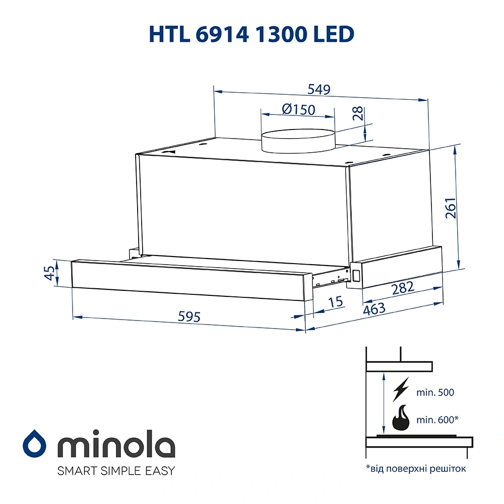 Вытяжки Minola HTL 6914 WH 1300 LED original12 Вытяжки Minola HTL 6914 WH 1300 LED original12