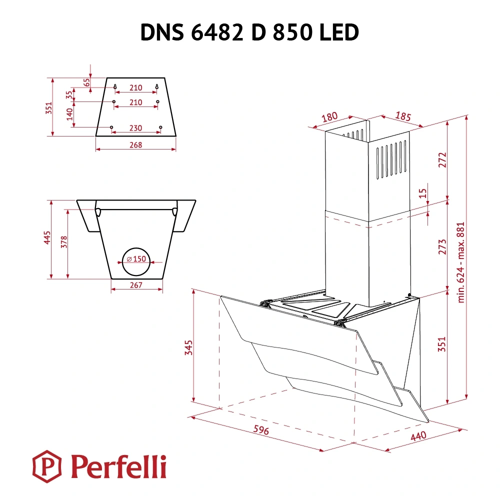 Вытяжка Perfelli DNS 6482 D 850 WH LED original11 Вытяжка Perfelli DNS 6482 D 850 WH LED original11