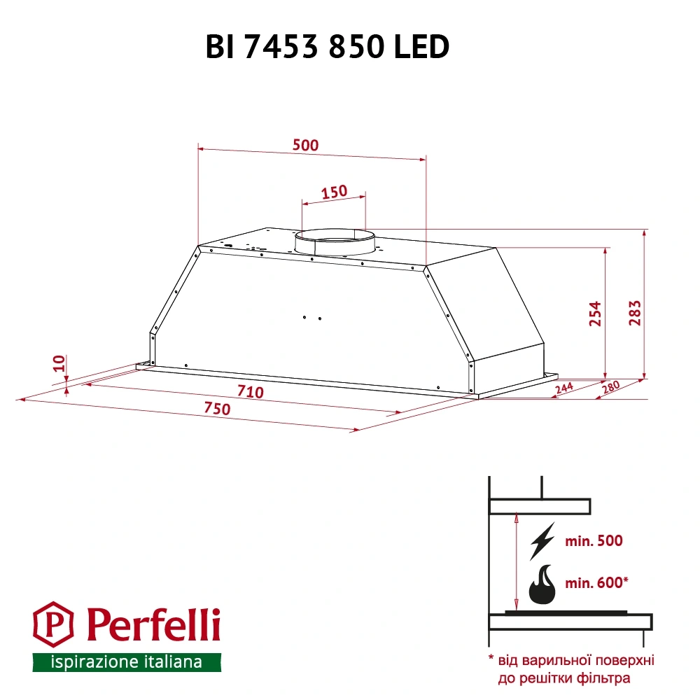 Вытяжка полновстраиваемая Perfelli BI 7453 I 850 LED original11 Вытяжка полновстраиваемая Perfelli BI 7453 I 850 LED original11