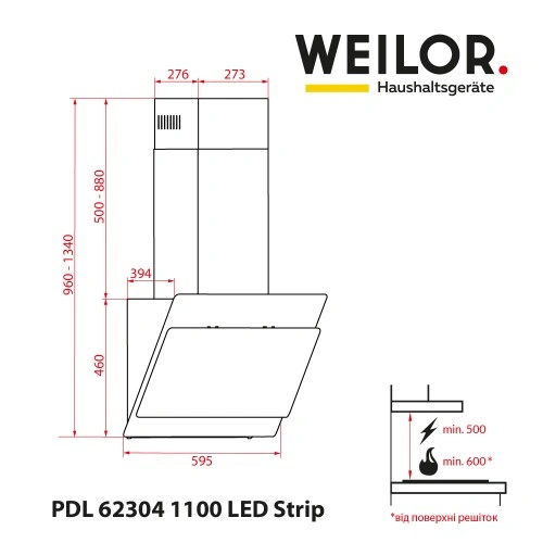 Вытяжка WEILOR PDL 62304 BL 1100 LED Strip original7 Вытяжка WEILOR PDL 62304 BL 1100 LED Strip original7