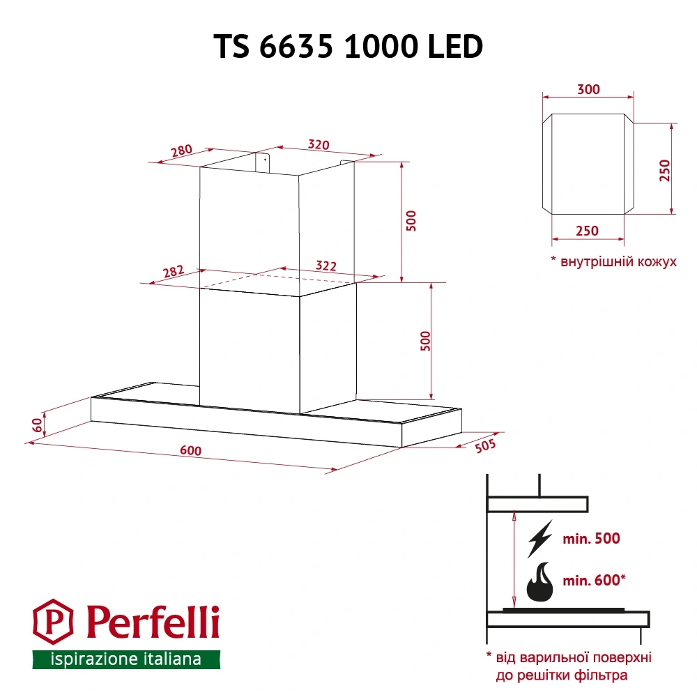 Вытяжка Perfelli TS 6635 I/BL 1000 LED original11 Вытяжка Perfelli TS 6635 I/BL 1000 LED original11