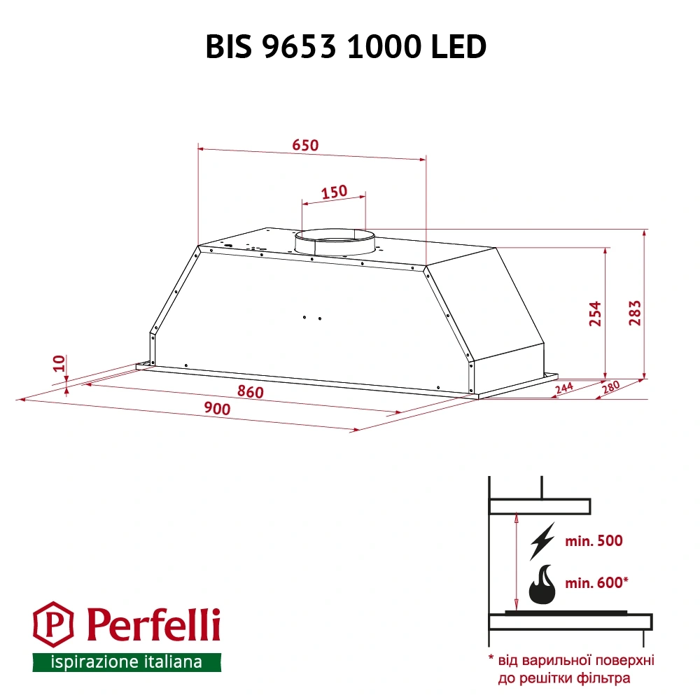 Вытяжка полновстраиваемая Perfelli BIS 9653 I 1000 LED original11 Вытяжка полновстраиваемая Perfelli BIS 9653 I 1000 LED original11