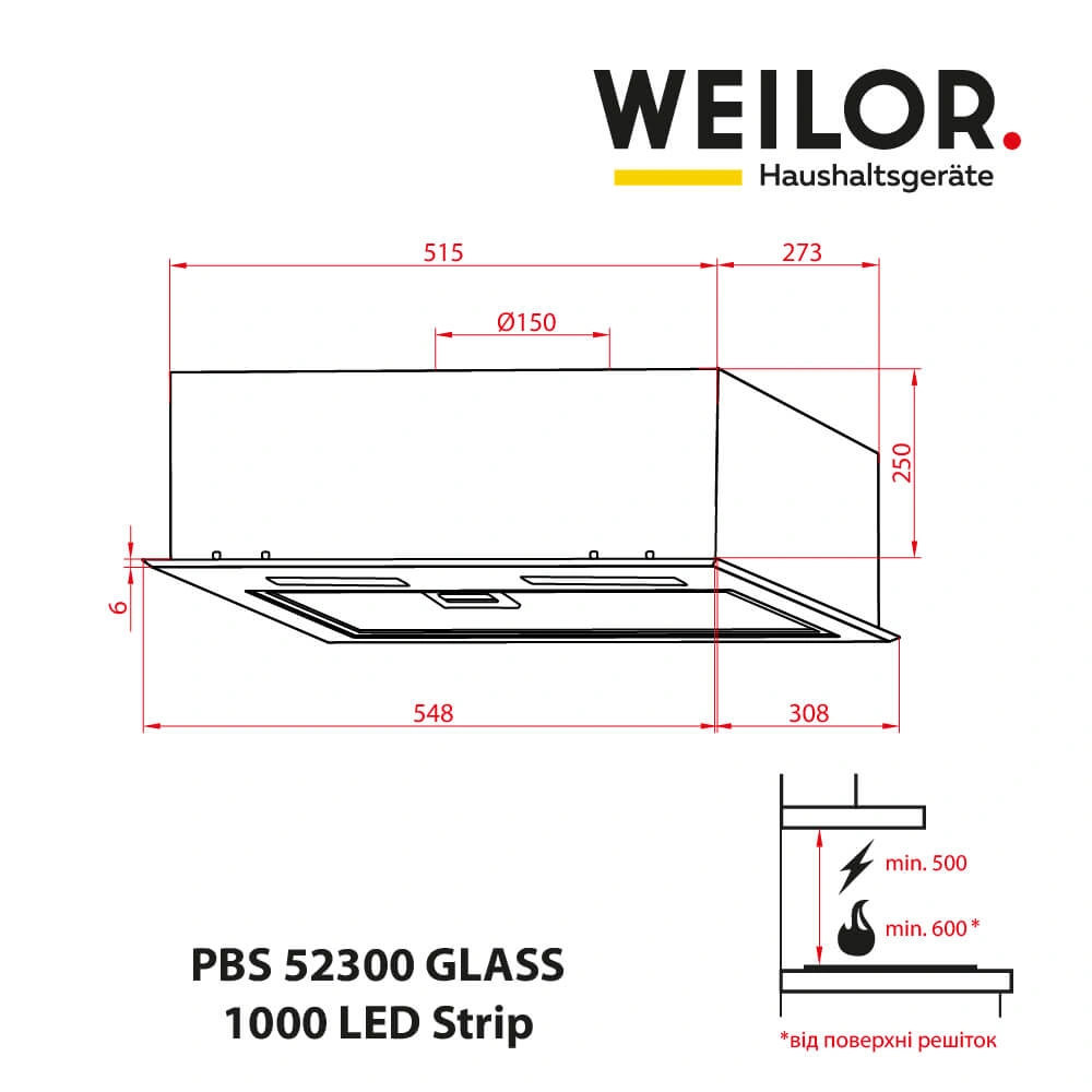 Вытяжка полновстраиваемая WEILOR PBS 52300 GLASS WH 1000 LED Strip original10 Вытяжка полновстраиваемая WEILOR PBS 52300 GLASS WH 1000 LED Strip original10