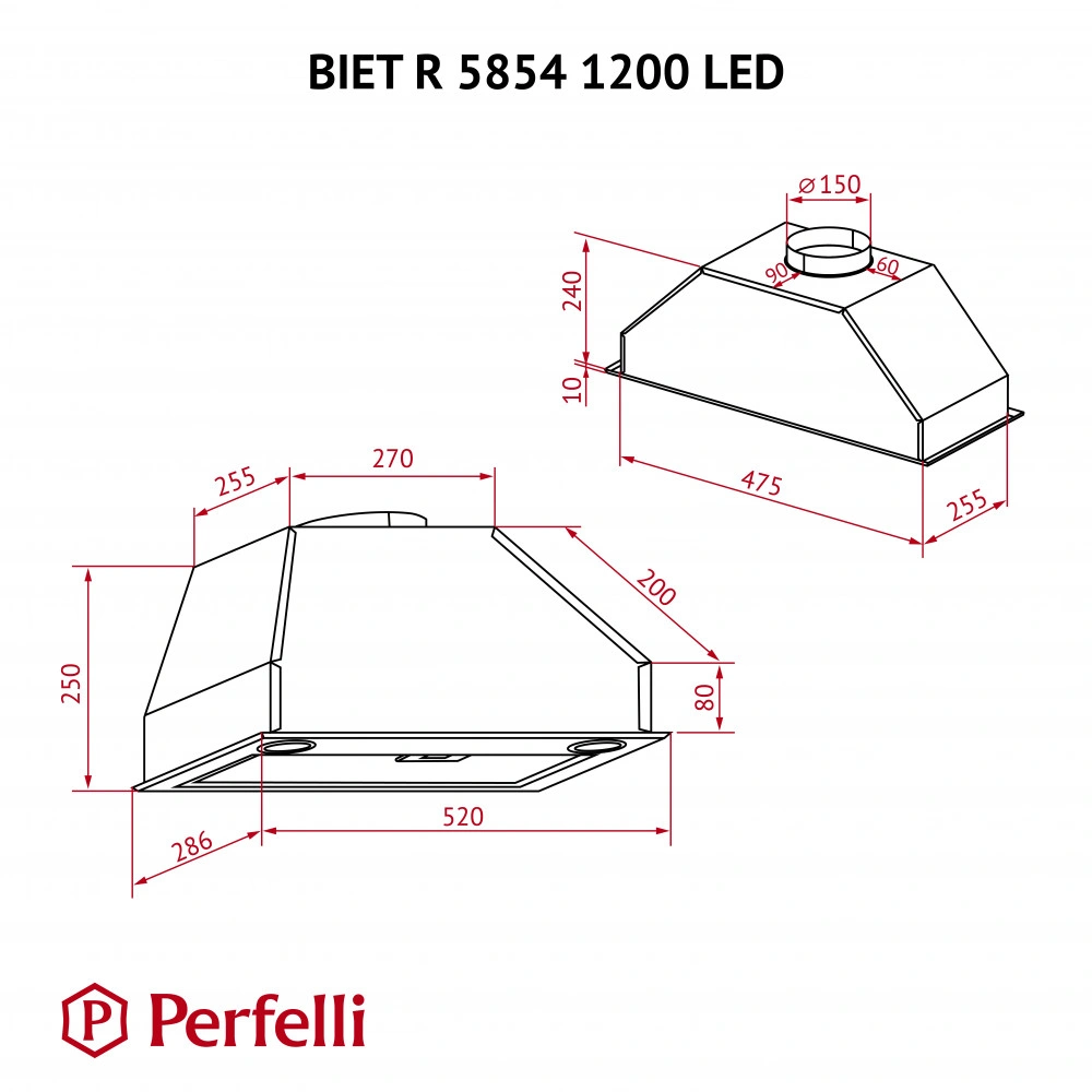Вытяжка полновстраиваемая Perfelli BIET R 5854 BL 1200 LED original10 Вытяжка полновстраиваемая Perfelli BIET R 5854 BL 1200 LED original10