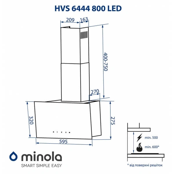 Вытяжка Minola HVS 6444 BL 800 LED original6 Вытяжка Minola HVS 6444 BL 800 LED original6