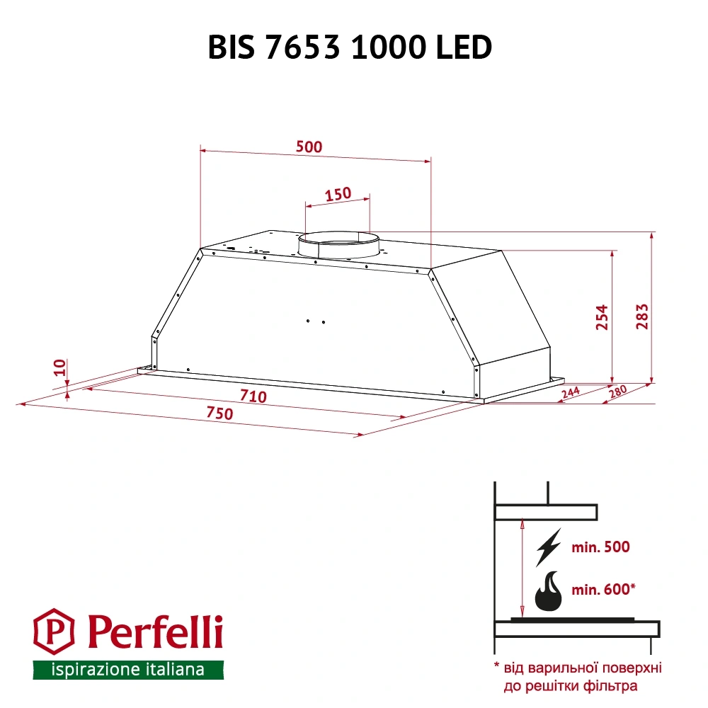 Вытяжка полновстраиваемая Perfelli BIS 7653 I 1000 LED original11 Вытяжка полновстраиваемая Perfelli BIS 7653 I 1000 LED original11