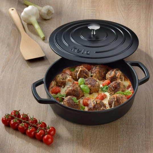 Сотейник чугунный с крышкой KELA Calido, 28 см, 3,2 л черный (12468) original2 Сотейник чугунный с крышкой KELA Calido, 28 см, 3,2 л черный (12468) original2