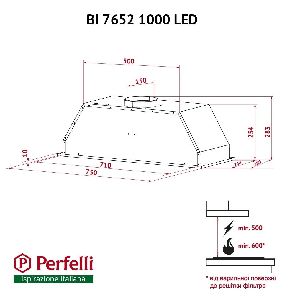 Вытяжка полновстраиваемая Perfelli BI 7652 I 1000 LED original11 Вытяжка полновстраиваемая Perfelli BI 7652 I 1000 LED original11