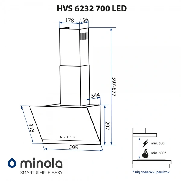 Вытяжка Minola HVS 6232 BL/INOX 700 LED original6 Вытяжка Minola HVS 6232 BL/INOX 700 LED original6