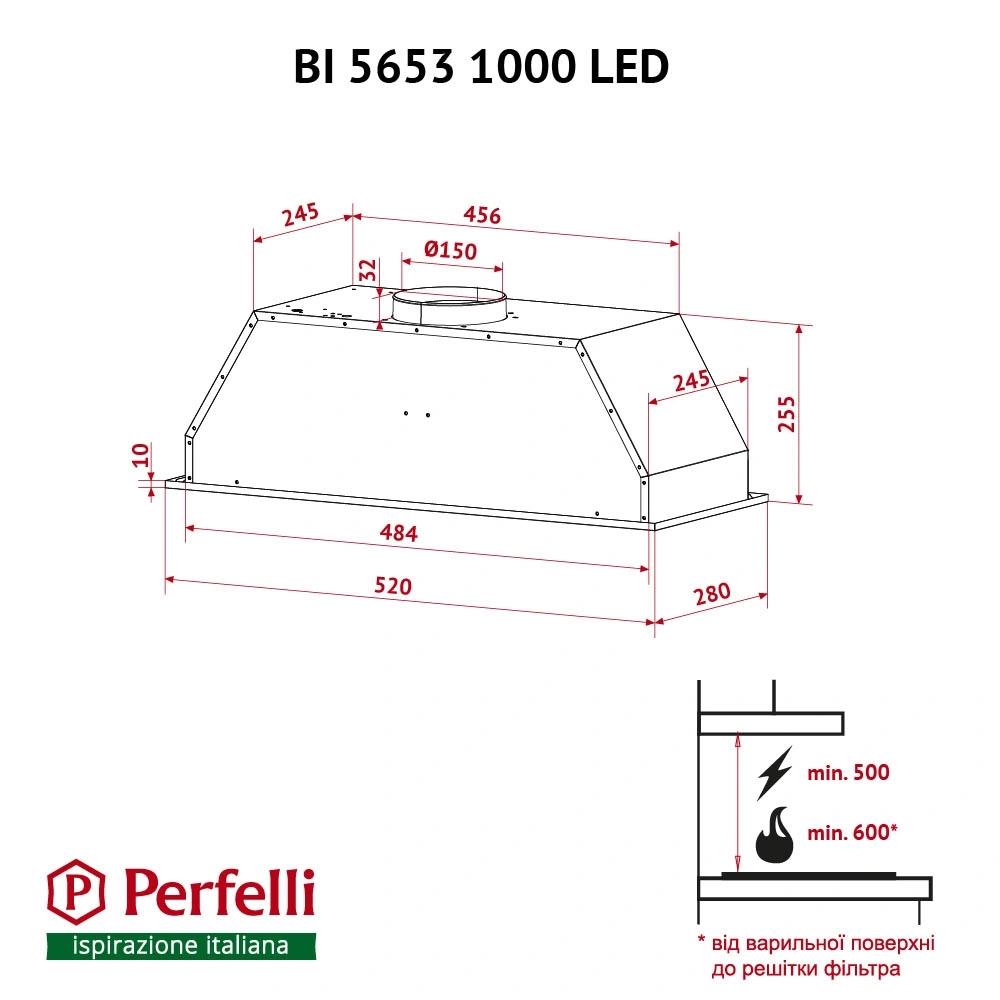 Вытяжка полновстраиваемая Perfelli BI 5653 WH 1000 LED original11 Вытяжка полновстраиваемая Perfelli BI 5653 WH 1000 LED original11