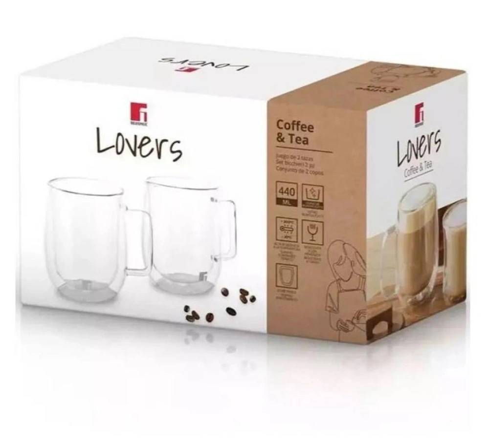 Набор стеклянных чашек Bergner Coffee & tea lovers, 400 мл, 2 шт (BG-20116-MM) original3 Набор стеклянных чашек Bergner Coffee & tea lovers, 400 мл, 2 шт (BG-20116-MM) original3