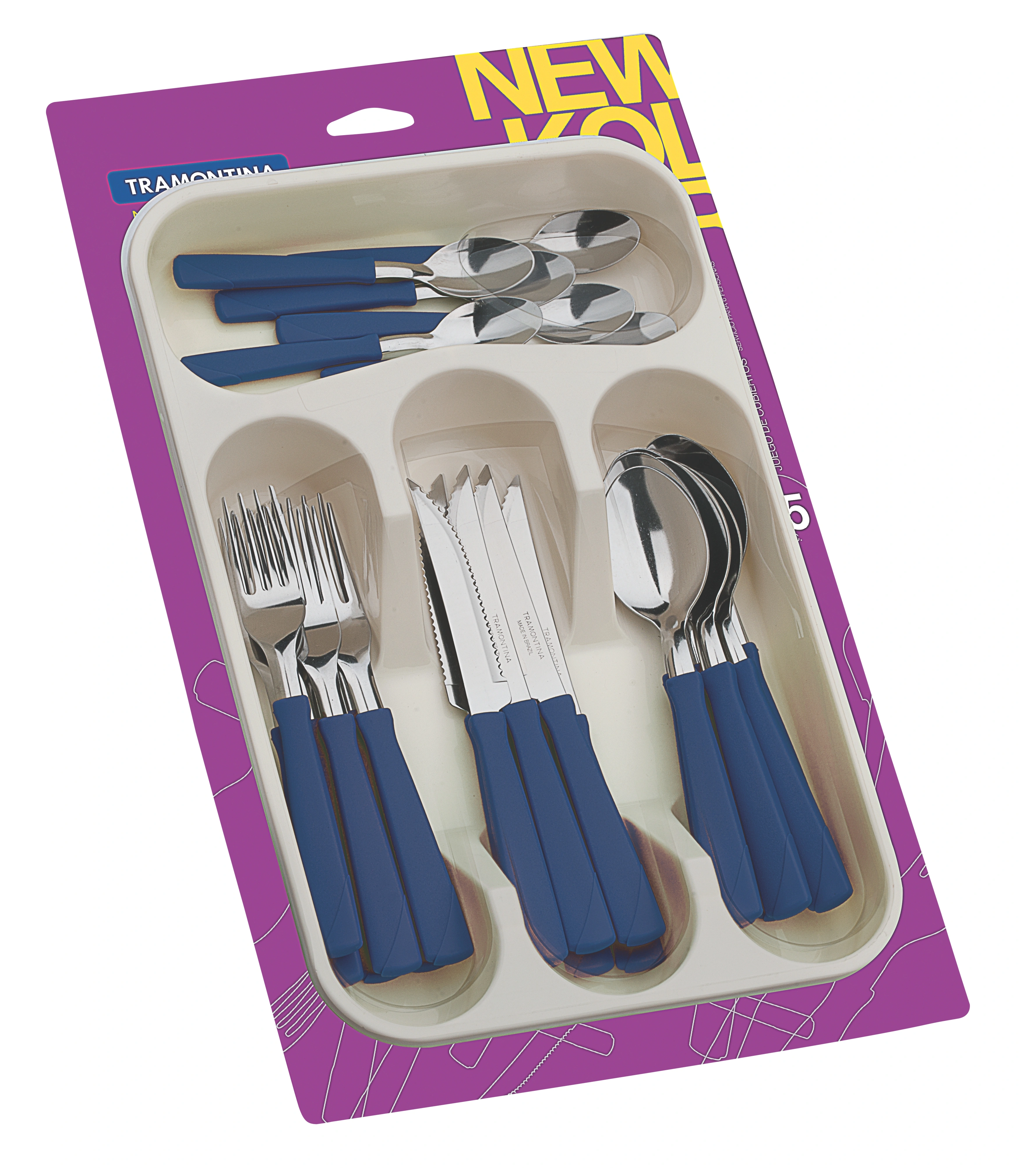 Столовые приборы TRAMONTINA NEW KOLOR набір стол.приб. 25пр в лотку син. ручки (23198/175) Столовые приборы TRAMONTINA NEW KOLOR набір стол.приб. 25пр в лотку син. ручки (23198/175)