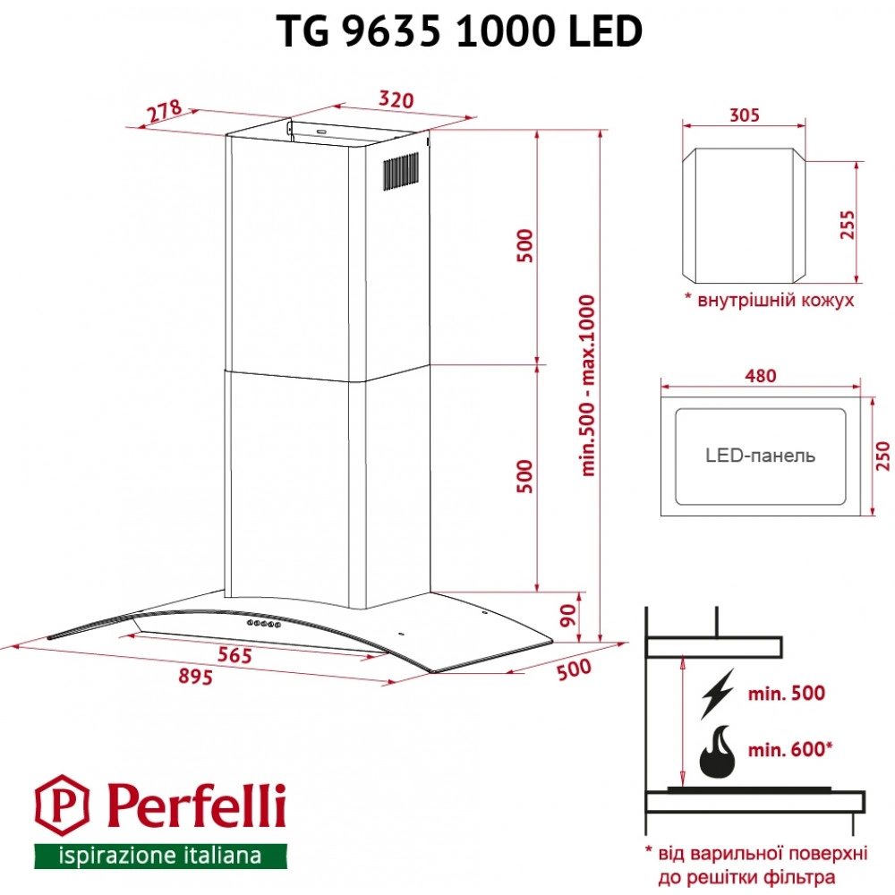 Вытяжка Perfelli TG 9635 I 1000 LED original11 Вытяжка Perfelli TG 9635 I 1000 LED original11