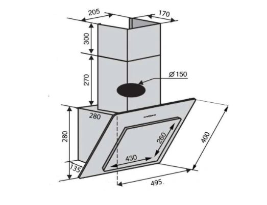 Вытяжка наклонная Ventolux TIVOLI 50 BK (700) PB original6 Вытяжка наклонная Ventolux TIVOLI 50 BK (700) PB original6