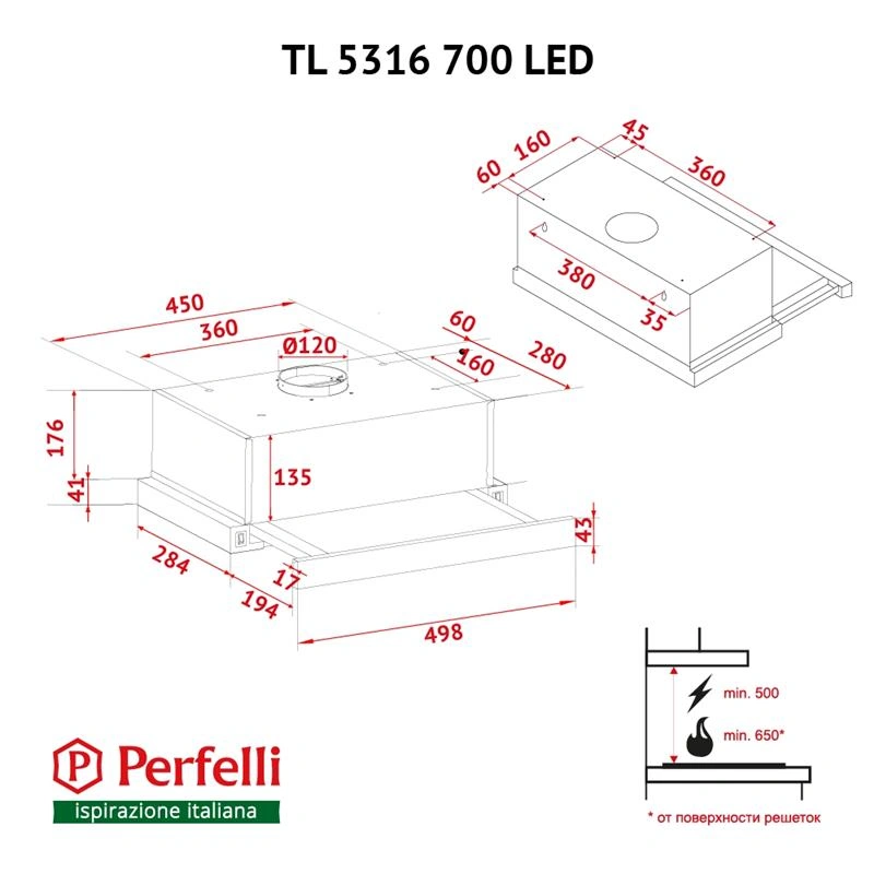 Вытяжка Perfelli TL 5316 WH 700 LED original10 Вытяжка Perfelli TL 5316 WH 700 LED original10